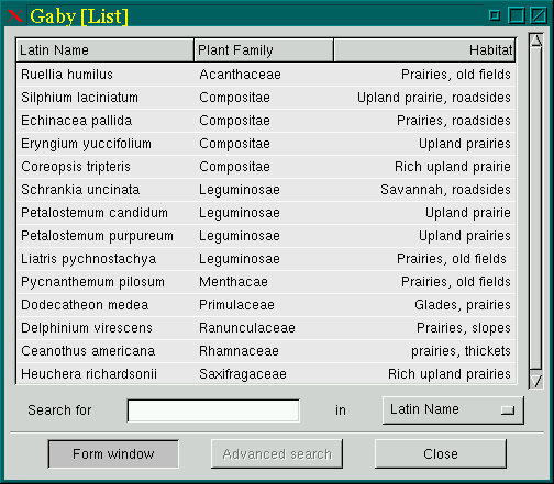 Gaby List Window